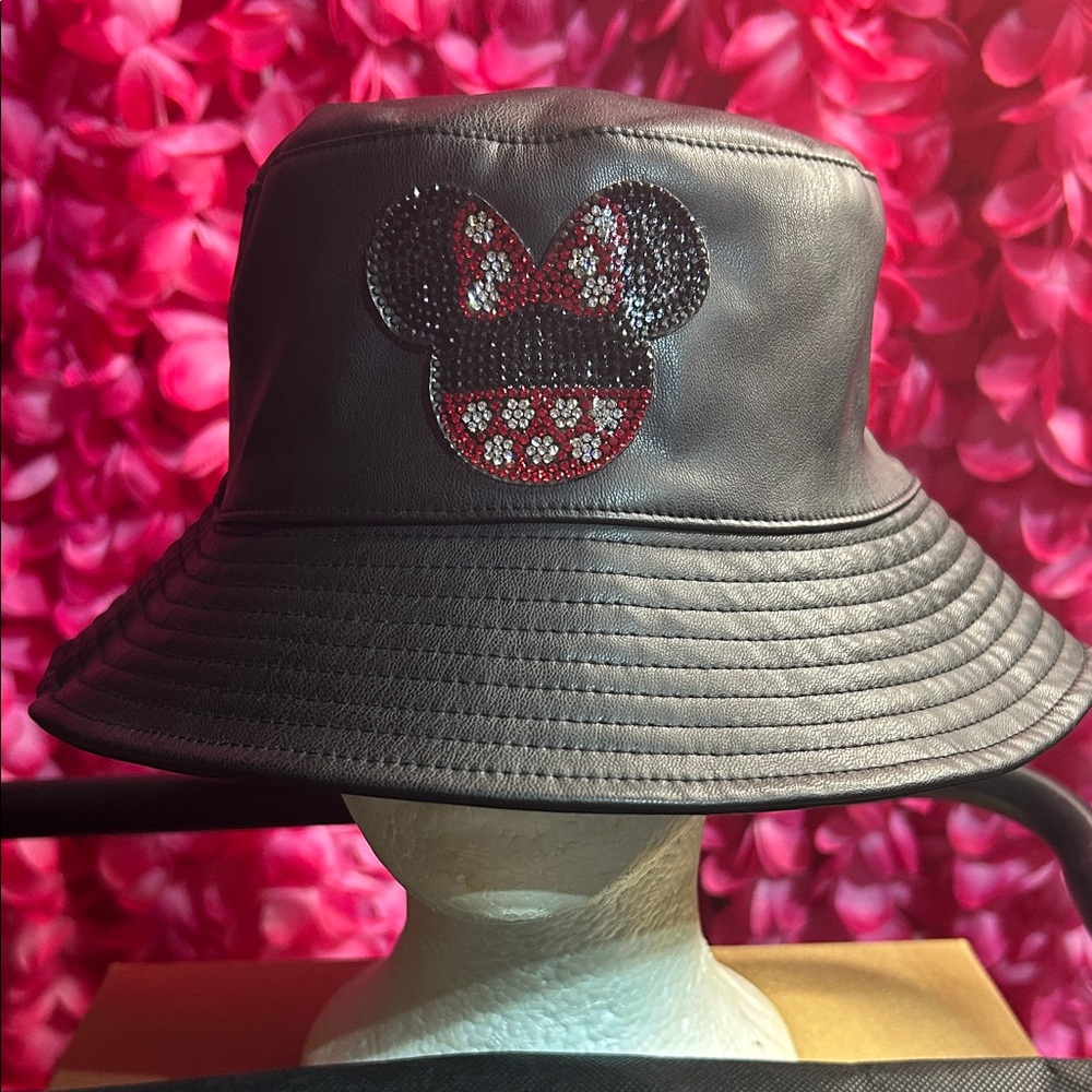 Black Bucket Hat with Mouse Ears and Bow
